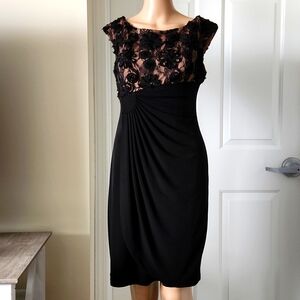 Connected Apparel cocktail dress black with tan size 4p